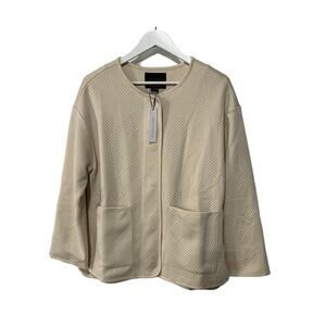 Sanctuary Quilted Topper Jacket Ivory Boxy Office Career Minimalist Womens Small